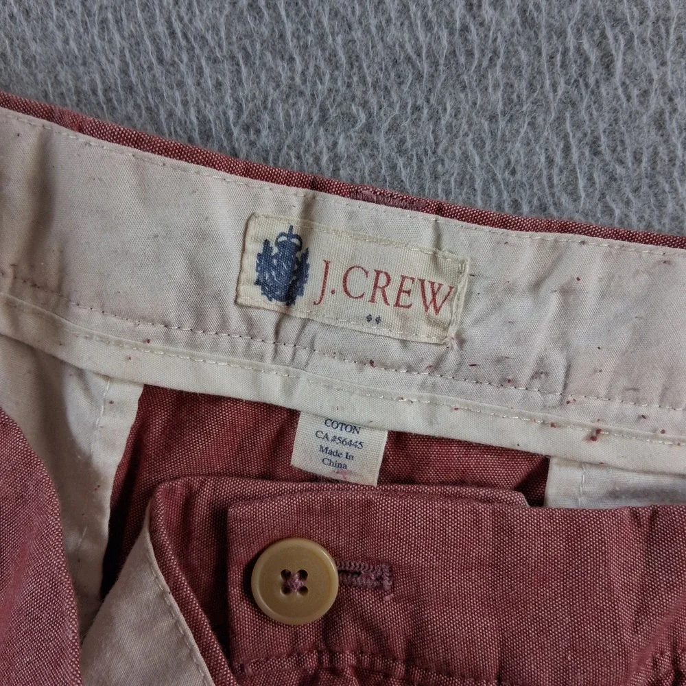J. Crew Chino Shorts 40 Red Salmon Classic Fit Cotton Flat Front Lightweight